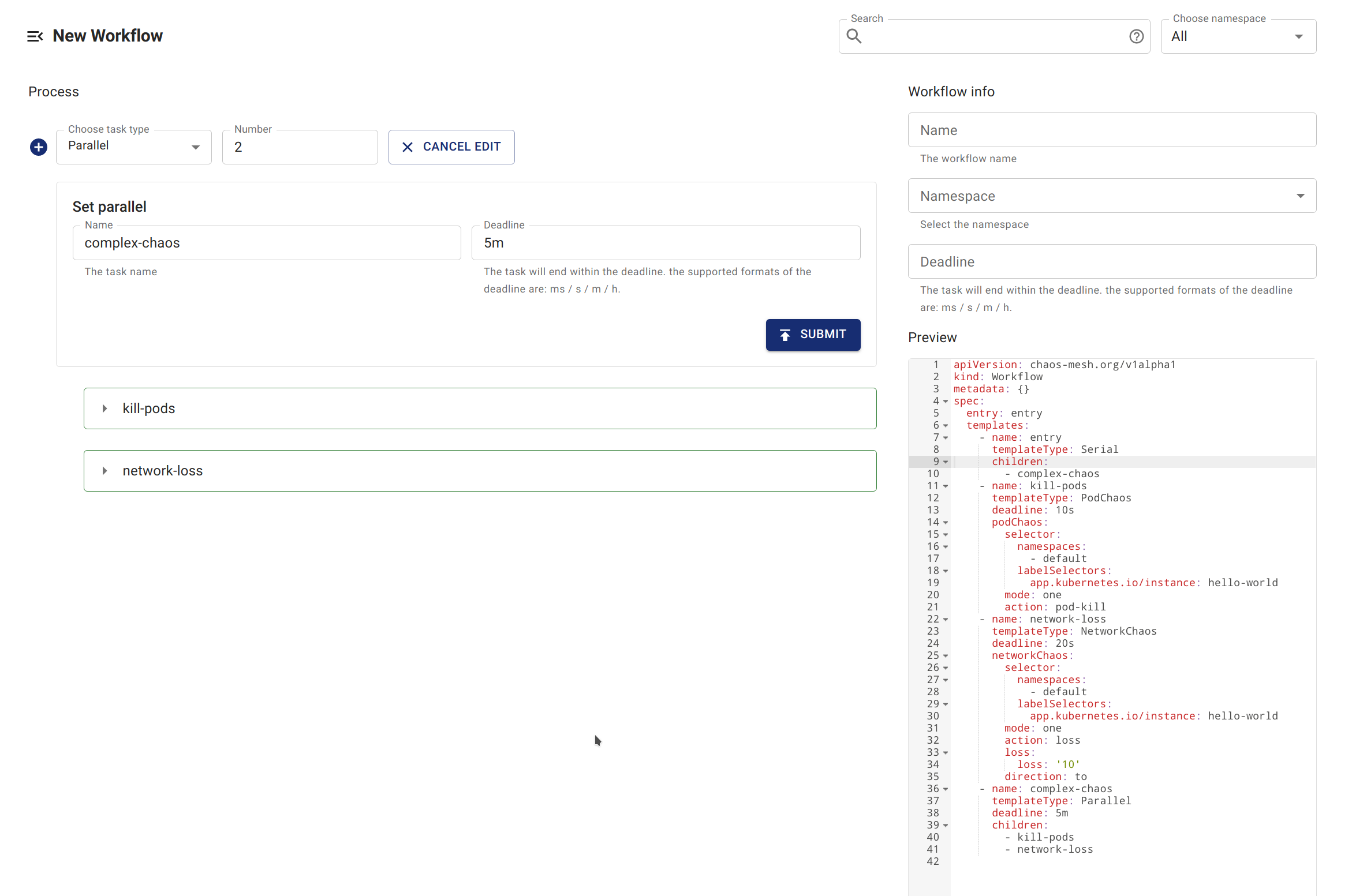 Create Parallel Node on Dashboard